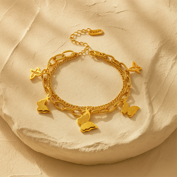 Golden Butterfly Charm Bracelet