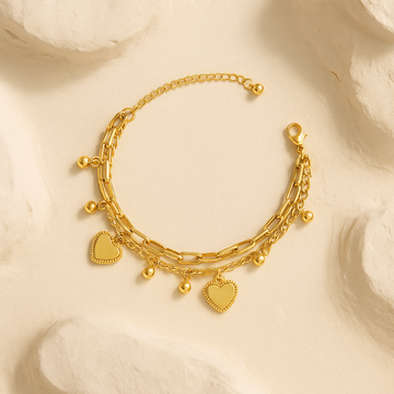 Golden Heart Charm Bracelet